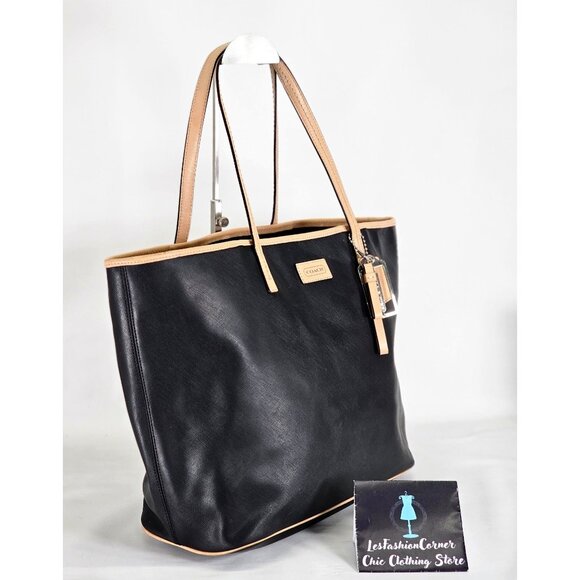 Coach Women's Black Saffiano Leather City Metro Park Tote Bag Sz L 2175 - Picture 4 of 15